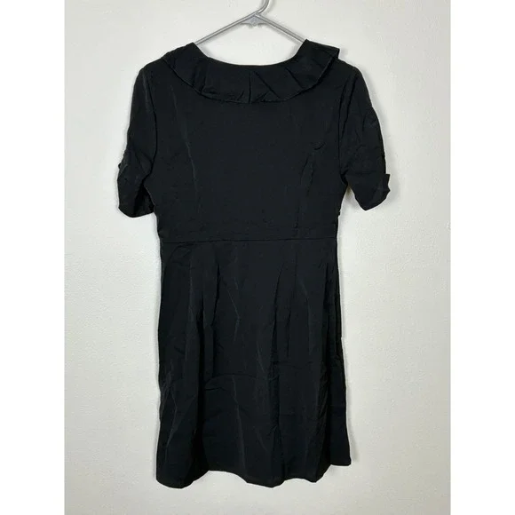 Cupshe Black Ruffle Front V-Neck Mini Dress Short SleeveSize S NEW (A9) - Picture 3 of 10